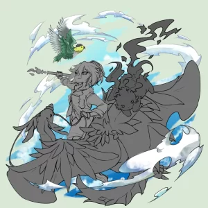 ヴィネット風イラスト イラスト ルーツィエ 竜 ドラゴン 魔獣 鳥 冒険者