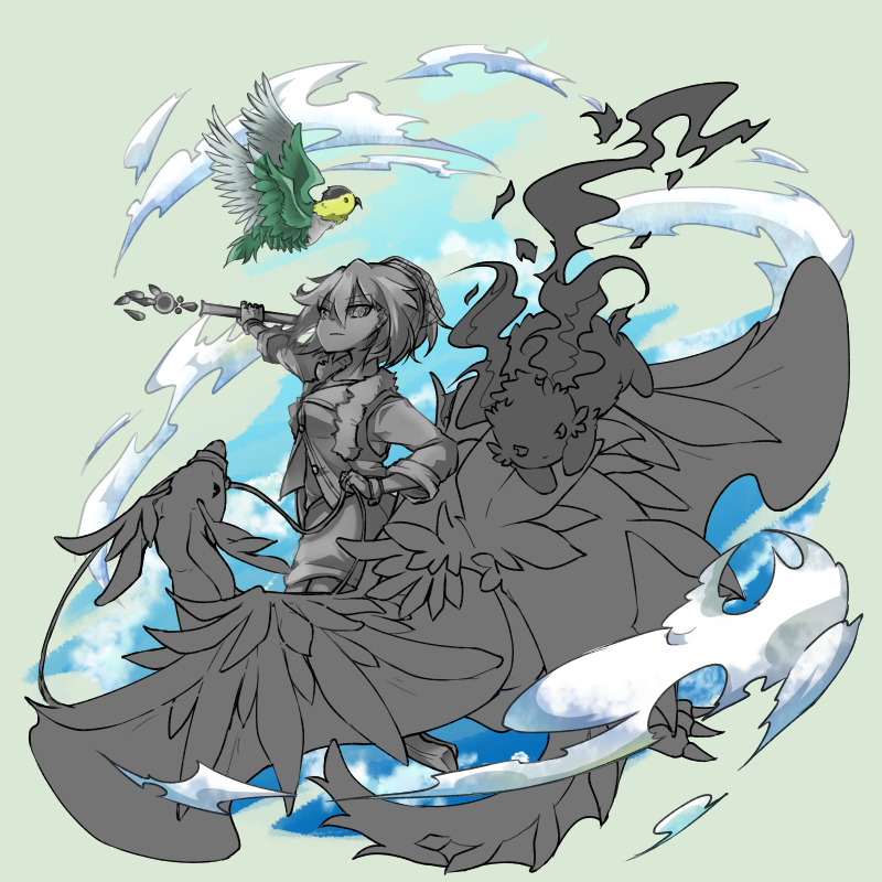 ヴィネット風イラスト イラスト ルーツィエ 竜 ドラゴン 魔獣 鳥 冒険者