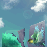 背景と手前の木(?)の草、それから鳥を先に塗りました。ちょっと荒いけどまぁまぁまぁ(ちゃんと塗れ) ルーツィエ シャムシエル CW プロフ絵 イラスト 背景 背景イラスト